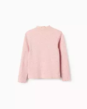 Детская футболка в рубчик с цветочным принтом и рюшами Zippy, розовый