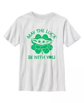 Детская футболка в стиле ретро «Звёздные войны: мандалорский день святого Патрика» для мальчиков Grogu «Да пребудет с тобой удача» Disney Lucasfilm
