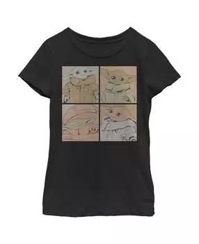 Детская футболка в тон с квадратами «Звездные войны: мандалорец Грогу» для девочек Disney Lucasfilm