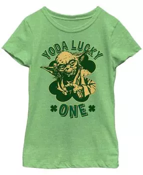 Детская футболка Yoda Lucky One с изображением Звездных войн и Дня святого Патрика для девочек Fifth Sun