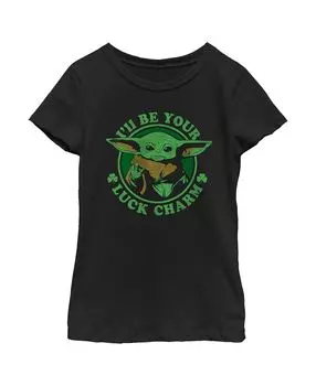 Детская футболка «Звездные войны: Мандалорец: День святого Патрика» для девочек «Я буду твоим счастливым талисманом» Disney Lucasfilm