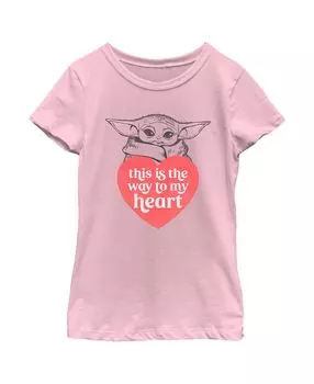 Детская футболка «Звездные войны: мандалорец: День святого Валентина» для девочек «Это путь к моему сердцу» Disney Lucasfilm