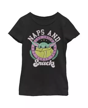 Детская футболка «Звездные войны: мандалорец Грогу дремлет и перекусывает» для девочек Disney Lucasfilm