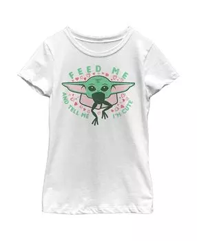 Детская футболка «Звездные войны: Мандалорец» на день святого Валентина для девочек «Накорми меня» Disney Lucasfilm