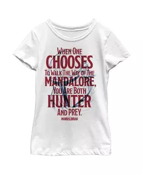 Детская футболка «Звездные войны: Мандалорец: ты одновременно охотник и добыча» для девочек Disney Lucasfilm