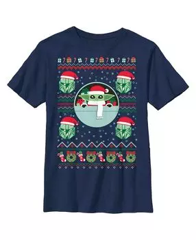 Детская футболка «Звездные войны: Мандалорское Рождество Грогу и Дин Джарин» для мальчиков «Шляпы Санта-Клауса» Disney Lucasfilm