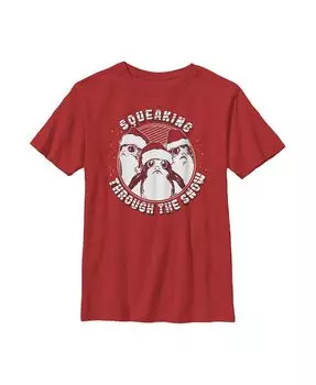 Детская футболка Звездные войны: Последние джедаи со снегом и поргом для мальчиков Disney Lucasfilm, красный