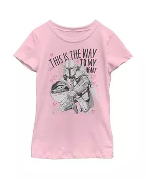 Детская футболка «Звёздные войны: Мандалорец: День святого Валентина» для девочек «Путь к моему сердцу» Disney Lucasfilm