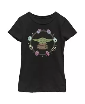 Детская футболка «Звёздные войны: Мандалорец Грогу, пасхальные яйца вокруг» для девочек Disney Lucasfilm