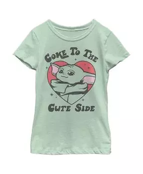 Детская футболка Звёздные войны: Мандалорец Грогу с милым лордом для девочек Disney Lucasfilm, зеленый