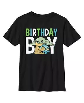 Детская футболка Звёздные войны: Мандалорец с милым грогу для мальчика на день рождения Disney Lucasfilm, черный