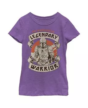 Детская футболка «Звёздные войны: Мандалорский легендарный воин с закатом» для девочек Disney Lucasfilm