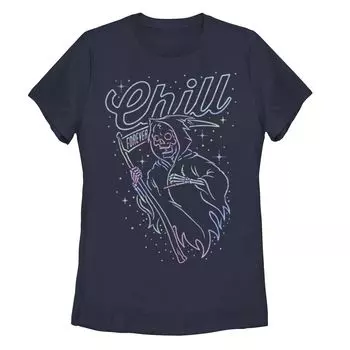 Детская голографическая футболка «Chill Forever» со Мрачным Жнецом