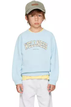 Детская голубая толстовка с принтом плюща «Wellness» Sporty & Rich