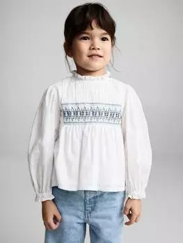 Детская хлопчатобумажная блузка-халат Mango, белый/разноцветный