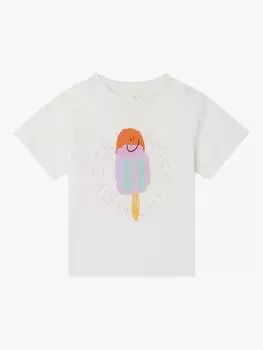 Детская хлопчатобумажная футболка ice lolly Stella McCartney Kids, белый