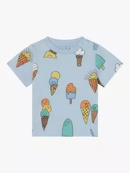 Детская хлопчатобумажная футболка-мороженое из джерси Stella McCartney Kids, синий