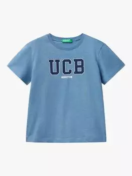 Детская хлопчатобумажная футболка с логотипом с коротким рукавом Benetton, цвет Sugar Paper