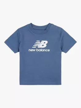 Детская хлопчатобумажная футболка с логотипом stack New Balance, цвет Vintage Indigo