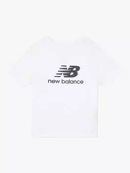 Детская хлопчатобумажная футболка с логотипом tod New Balance, цвет Bright White