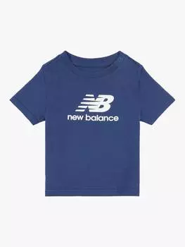 Детская хлопчатобумажная футболка с логотипом tod New Balance, темно-синий