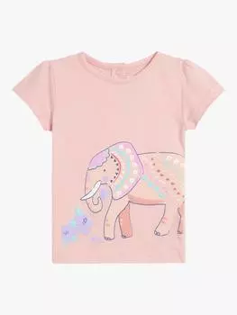 Детская хлопчатобумажная футболка с принтом слона JoJo Maman Bb, цвет Coral