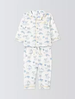 Детская хлопчатобумажная пижама остров сокровищ John Lewis, белый