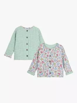 Детская хлопчатобумажная стеганая двусторонняя куртка JoJo Maman Bb, розовый/разноцветный