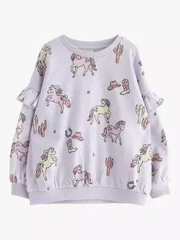 Детская хлопчатобумажная толстовка lindes с ковбойским принтом Lindex, цвет Light Dusty Lilac/Multi