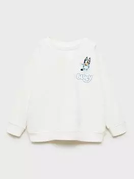 Детская хлопчатобумажная толстовка с голубым принтом Mango, белый/разноцветный