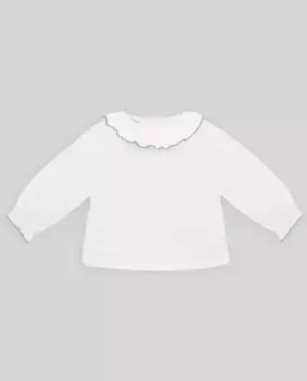 Детская хлопковая блузка с рюшами на шее PAZ Rodrguez, цвет Crudo