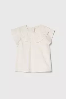 Детская хлопковая блузка United Colors of Benetton, бежевый