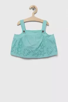 Детская хлопковая блузка United Colors of Benetton, бирюзовый