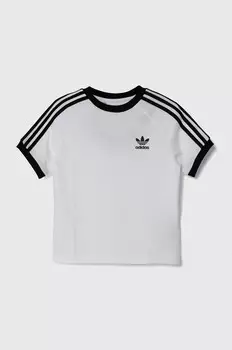 Детская хлопковая футболка 3stripes Tee adidas Originals, белый