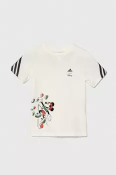 Детская хлопковая футболка adidas I DY MM T, бежевый