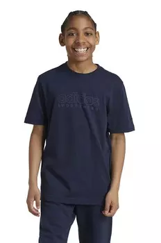 Детская хлопковая футболка adidas J SZN GFX TEE, темно-синий