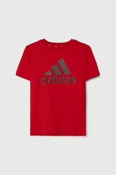 Детская хлопковая футболка adidas, красный