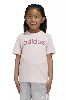 Детская хлопковая футболка adidas LK LIN CO TEE, розовый