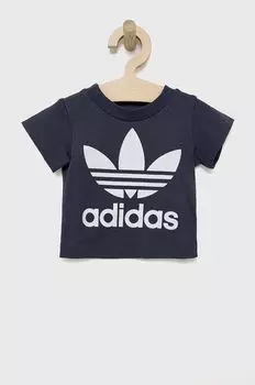 Детская хлопковая футболка adidas Originals HE2190, темно-синий