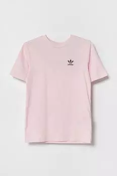 Детская хлопковая футболка adidas Originals, розовый