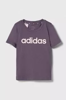 Детская хлопковая футболка adidas, серый