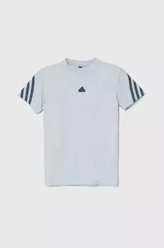 Детская хлопковая футболка adidas, синий