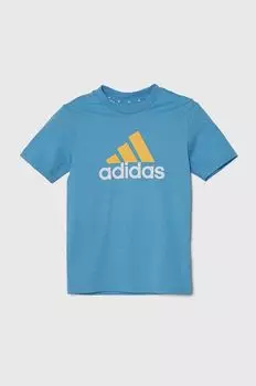 Детская хлопковая футболка adidas, синий