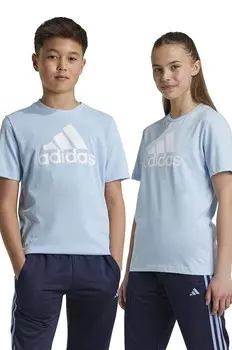 Детская хлопковая футболка adidas U BL TEE, синий