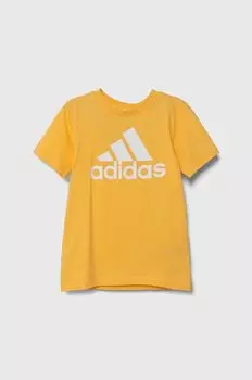 Детская хлопковая футболка adidas, желтый