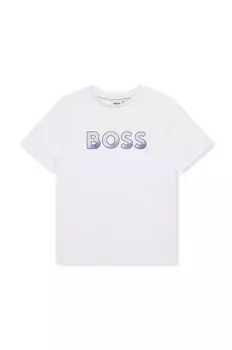 Детская хлопковая футболка BOSS, белый
