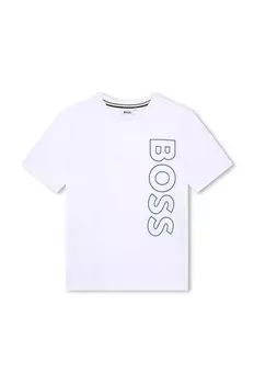 Детская хлопковая футболка Boss, белый