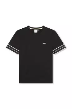 Детская хлопковая футболка BOSS, черный
