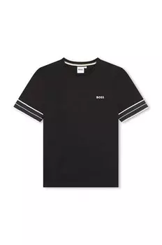 Детская хлопковая футболка Boss, черный