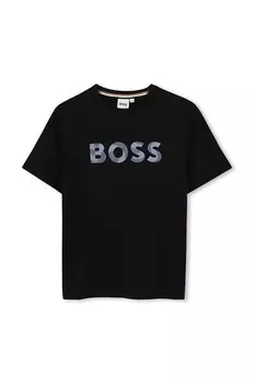 Детская хлопковая футболка Boss, черный